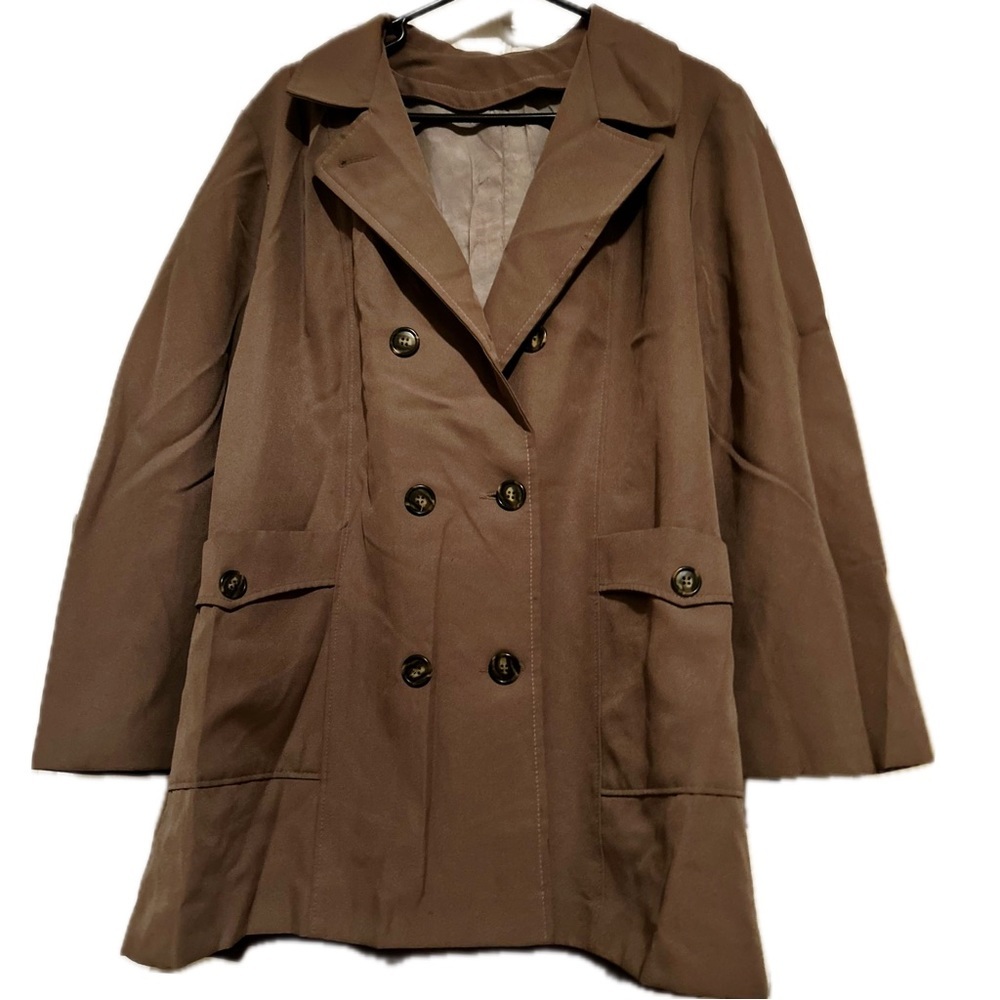 Vintage Mid-length Double Breasted Tan Coat Size XL